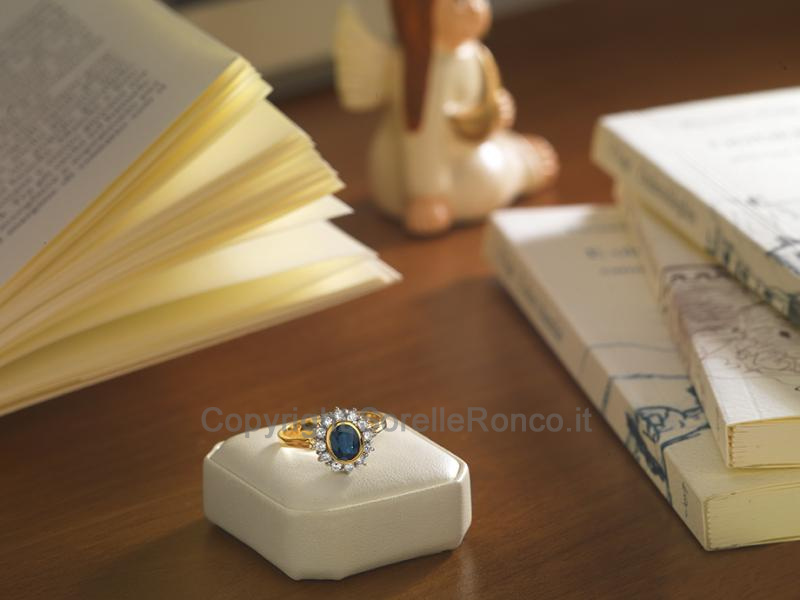ANELLO ORO DIAMANTI E ZAFFIRO 1.05 CT